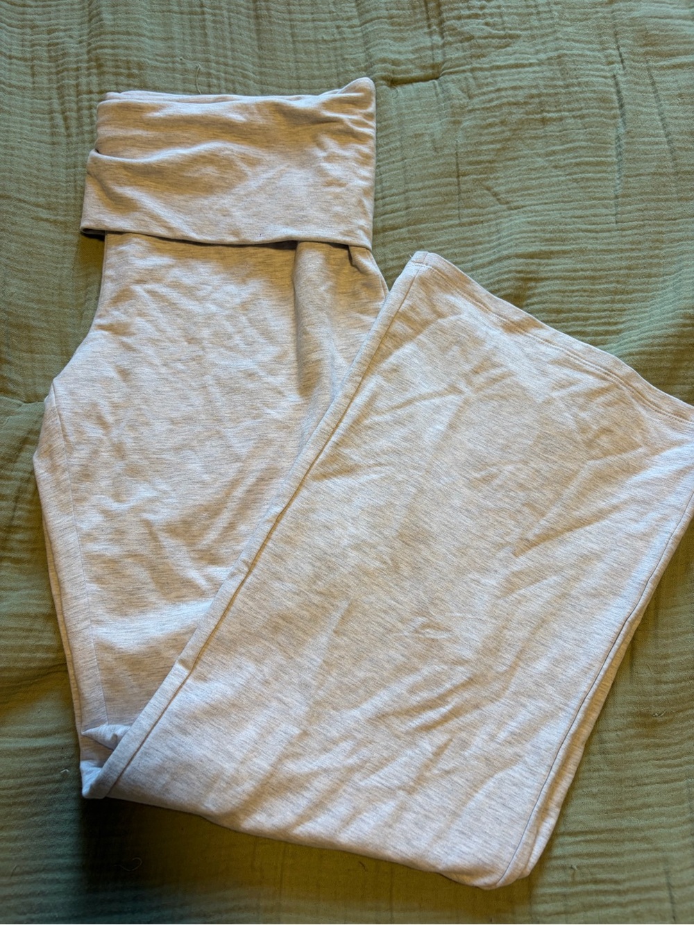 Garage Gray Stretchterry Fold-Over Wide Leg Pants